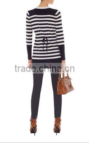 V neck Zipper up women sweatshirt clothes custom high quality competitive price stripe sweatshirt for women