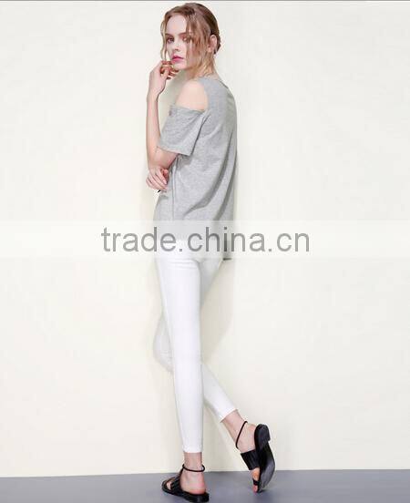off-shoulder t shirt new fashion design girls t shirt sexy young girls t-shirt OEM&ODM factory latest design Fashion t shirts