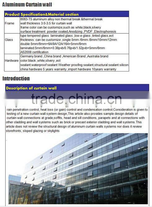 High fashion aluminium alloy curtain wall with glass products by Shandong Xinyudong Aluminum CO.LTD
