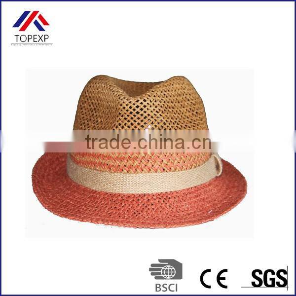 Narrow Brim Hat Roll Up Straw Hat With White Band