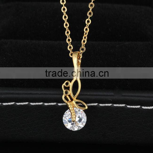 2014 new heart pendant gold jewellery chain necklace,butterfly necklace(AM-D0339-J-B)