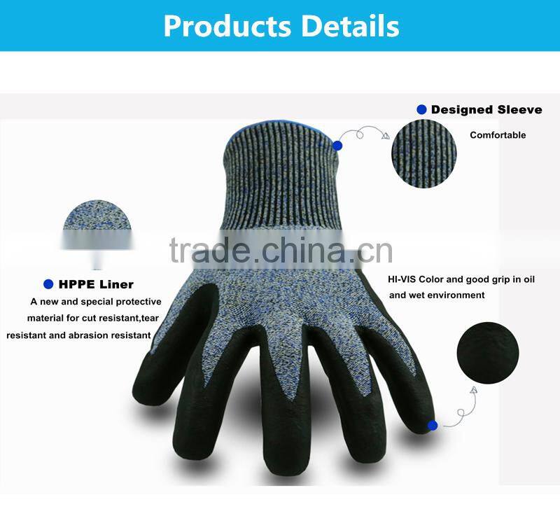 Nitrile Coated 13G HPPE Cut Resistance Gloves