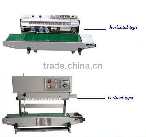 Porfessional design continuous type sealing machine/plastic bags sealer machine price