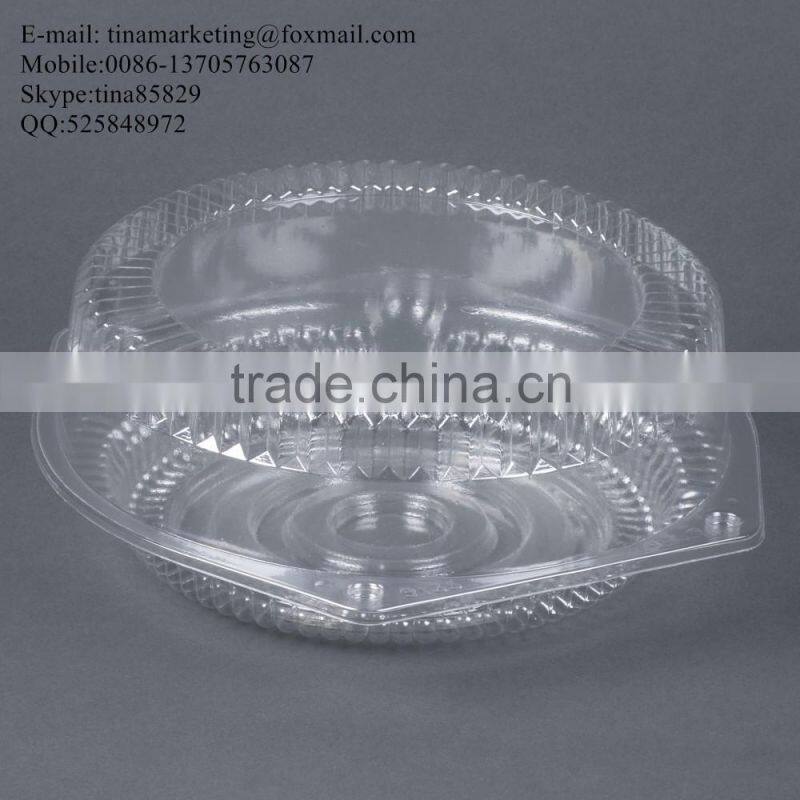 10" Hinged OPS Plastic Deep Pie Container, Plastic Clamshell Round Hinged Cake Container