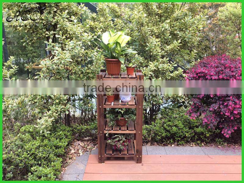Assemble wooden garden flower shelf