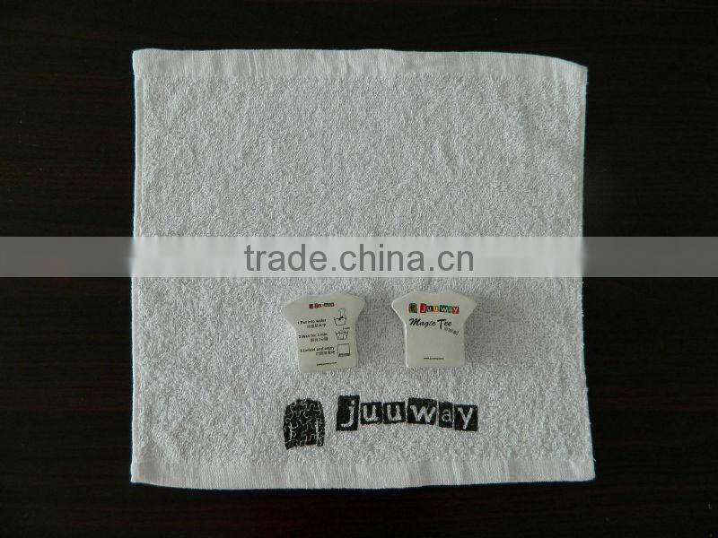 100% cotton terry towel compressed in round shape