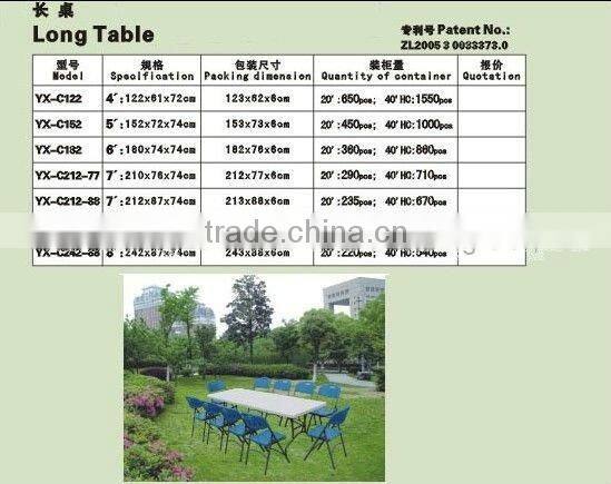 2017 Hot sale High quality 8 ' blow mold used plastic folding bench table