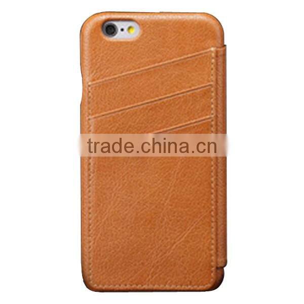 2017 High Quality New Design Real Leather Phone Leather Case, Leather External Have Card Slot Wallet For iPhone6
