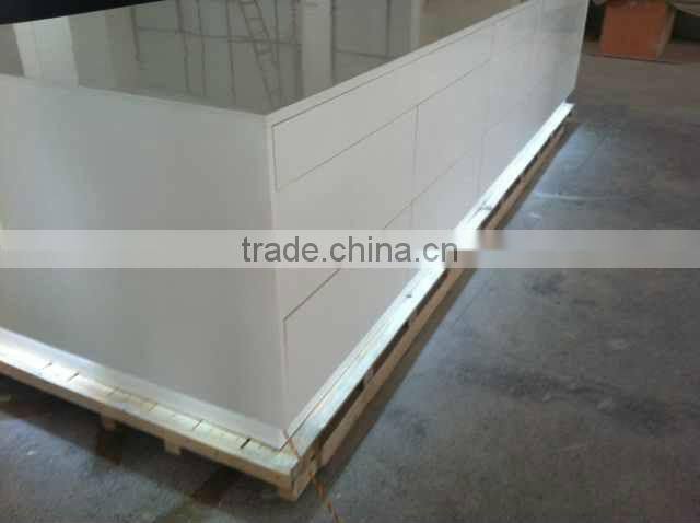 Modern design PMMA solid surface +solid wood built kitchen center bar table