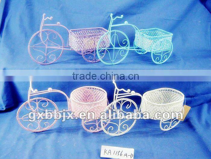 UNIQUE CRAFT!Wire Plastic beads round basket with bike collecting decor