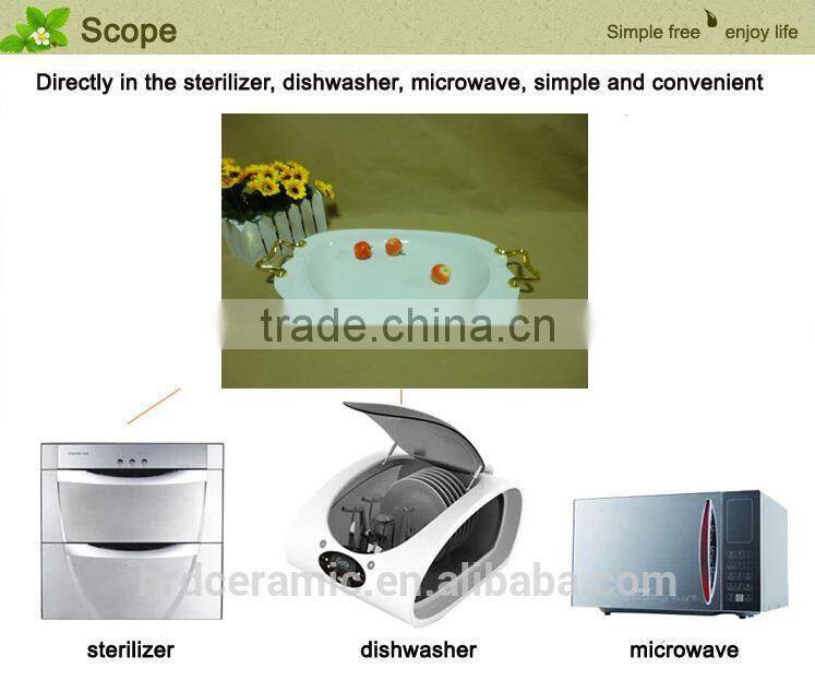 Square 2015 ceramic plate with handle for home decoration