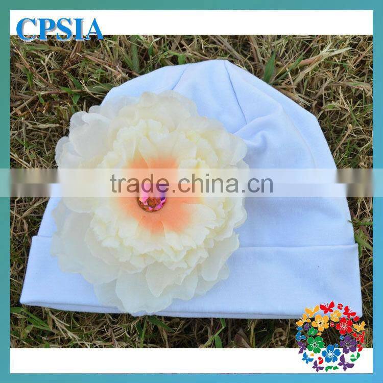 Wholesale organic cotton beanies with daisy flower for infant and toddle