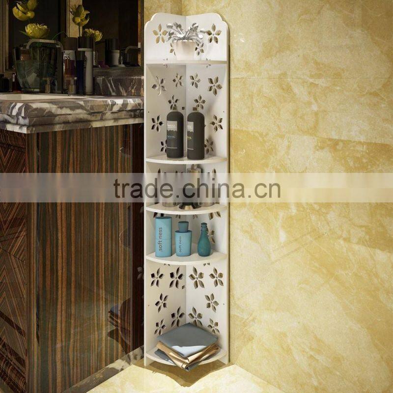 2017 new design 5 Tier Corner shelf Multi-Layer White High Gloss Shelf Corner Rack White Carved Storage