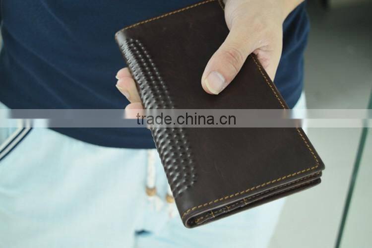 Hot Classic Long Wallet Design Genuine Leather Wallet for Men with Money Clip