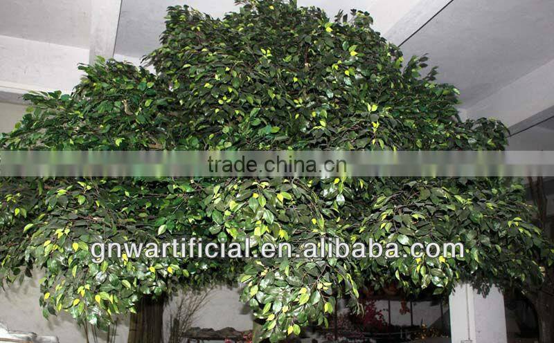BTR025 GNW 8ft large green leaf plants artificial bnayan tree with big leaves for landscaping garden decoration