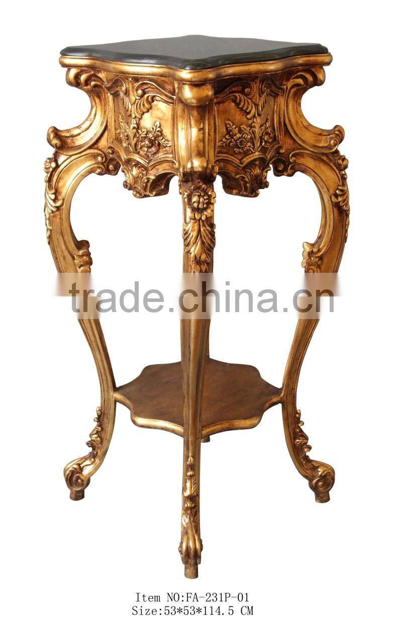 Antique Gold Marble Top Hand-carved Wedding Decoration Flower Stander