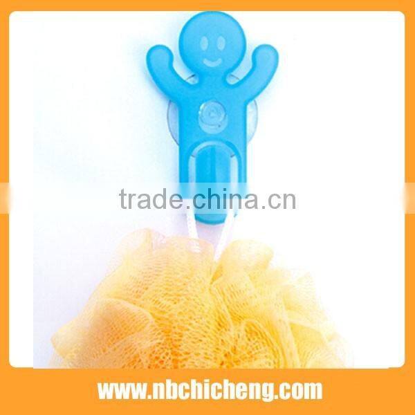 Plastic wall hook man shape single hooks j suction cup hanger