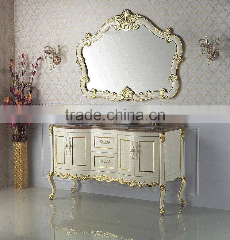 European New Style Bathroom Cabinetry,White Gloss Vanity Unit, Beautiful Antique Vanities For Bathroom(BF08-4074)
