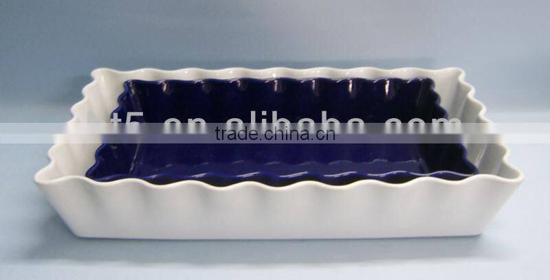 high quality 13" oval shaped ceramic baking plate