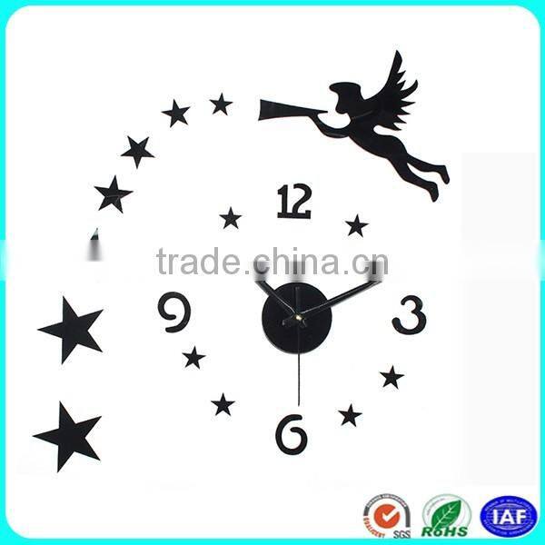 Large luxury home decor black butterfly acrylic clock wall