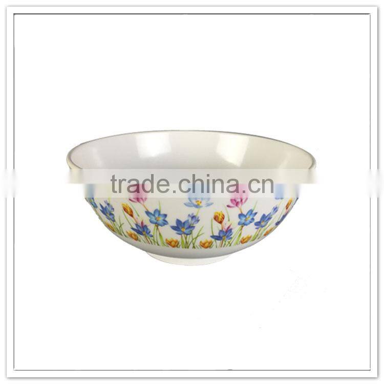 Dollar store items round fresh and elegant flower decal melamine plastic Japanese rice bowl