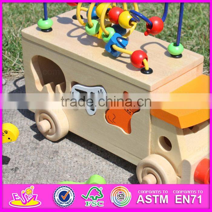 2015 Multifunction wooden pull and push toy for kids,Lovely wooden toy pull for children,Hot sale wooden baby car toy W05B074-A1