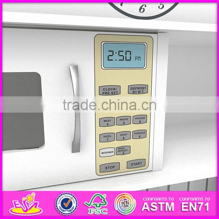 2017 New design pretend play white wooden toy kitchens for toddlers W10C267