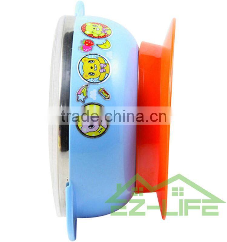 Shockproof sucker and handle stainless steel baby bowls with lids