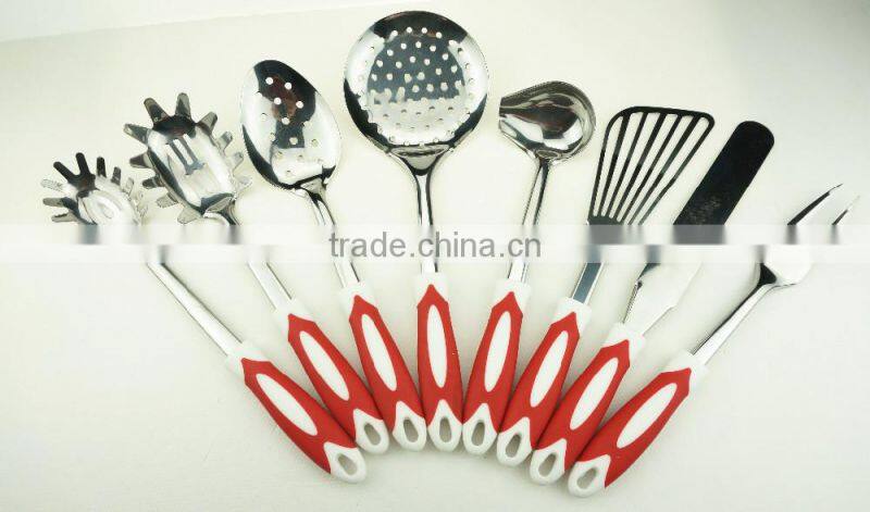 32012 Kitchen Maestro High Quality Stainless Steel with Rubber Coated Grip Utensil Set of 8