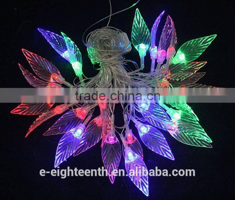 2017 new Outdoor Indoor 20 LED Transparent green leaf String Lights Holiday Christmas Lighting New Year Wedding Decorations