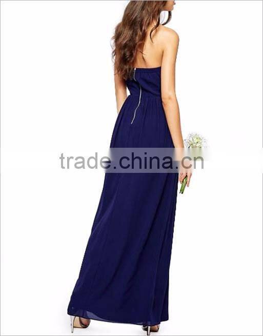 2016 New arrival womens elegant chiffon belted maxi dress wholesale plus size maxi dress