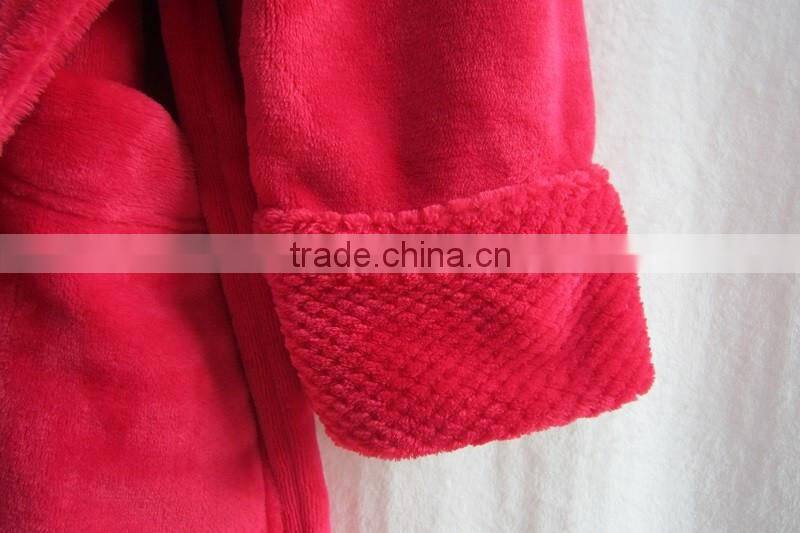 100% polyester powder plush fleece/flannel women's bathrobe ,Microfiber Down Robe