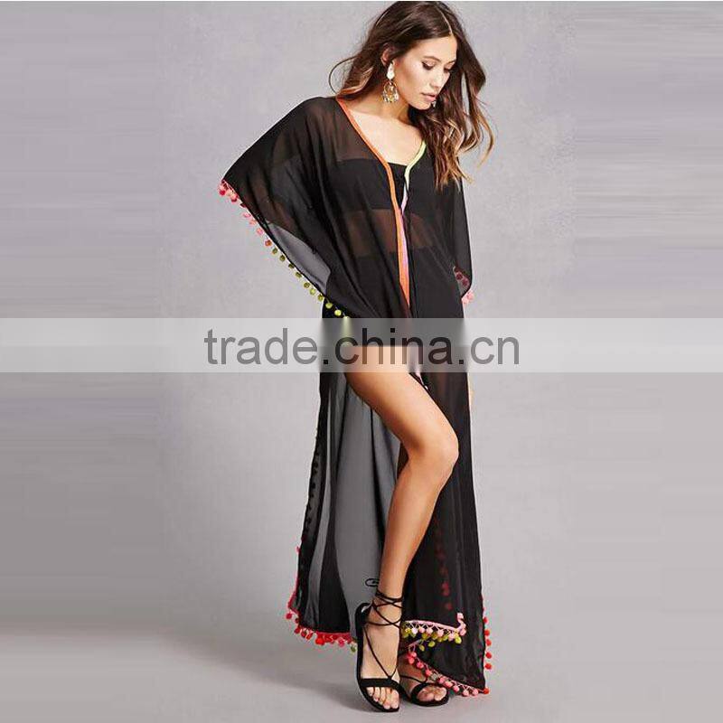 2017 Latest V Neckling Lace Up Short Dolman Sleeves Summer Dress Kaftan HSm9123