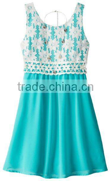 Fashion Flower Girl Crochet-To-Knit Tank Dress,Green Fancy Dress