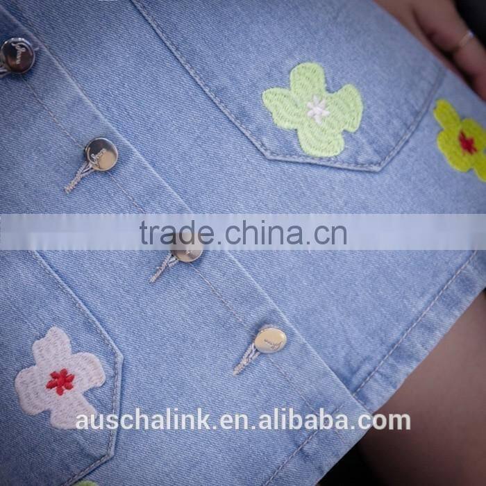 japanese style beautiful girl high waist embriodery mini jean skirt
