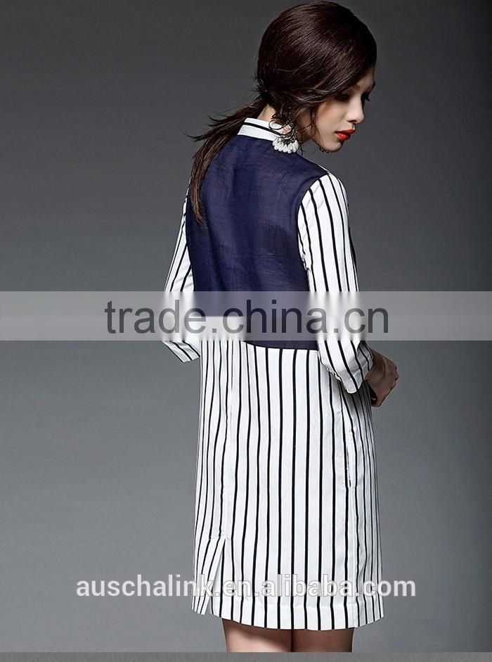 outdoor custom cheap lady striped breathable linen shirt nice design