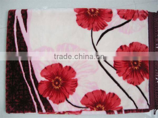 Korea style mink blanket floral woven embossed micro plush raschel blanket fleece blanket