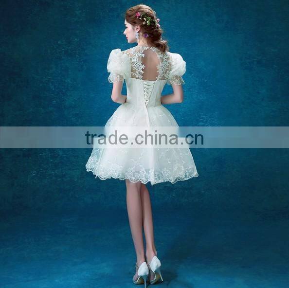 white short sleeve see through lace party evening dress