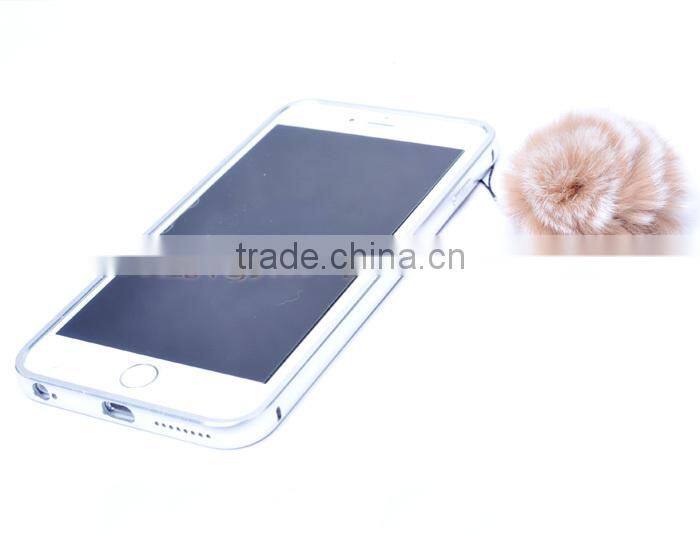 CX-A-54G Mobile Phone Straps Women Rex Rabbit Fur Cell Phone Charm