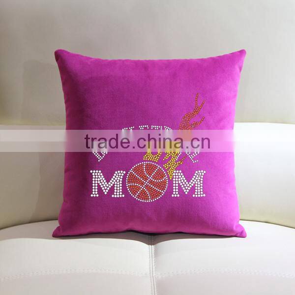 Basketball rhinestone motif cotton throw pillow