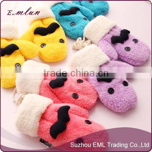 JUST ARRIVED Cute Winter Blue Red Plush Beard Girls Gloves