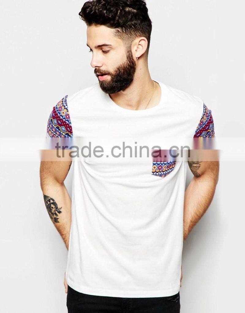 custom men short sleeve cotton t shirt with printed pocket Wholesale