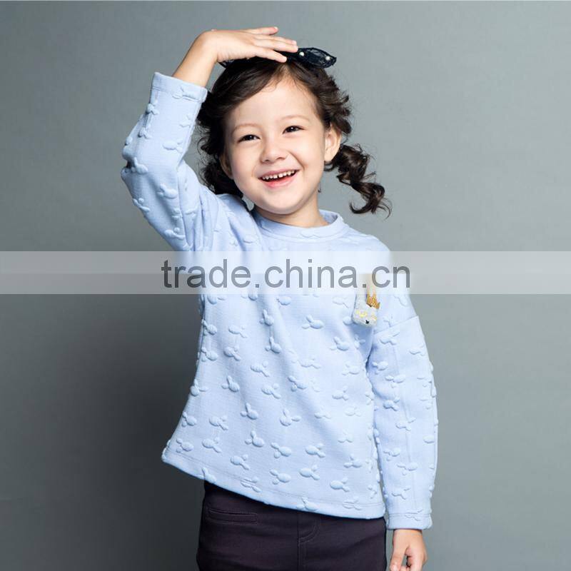 Wholesale Girls Long Sleeve Lace t Shirt With Flower Pattern Fleece Lining Shirt Designs For Girls