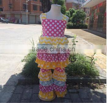 2016 easter outfits girls polka dots and chevron dress and pants cute easter clothing toddle girls outfits hot sale spring sets