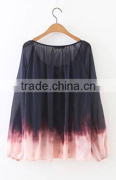 Runwaylover EY2342B Women 2017 Deep V-Neck Fashion Hit Color Blouse