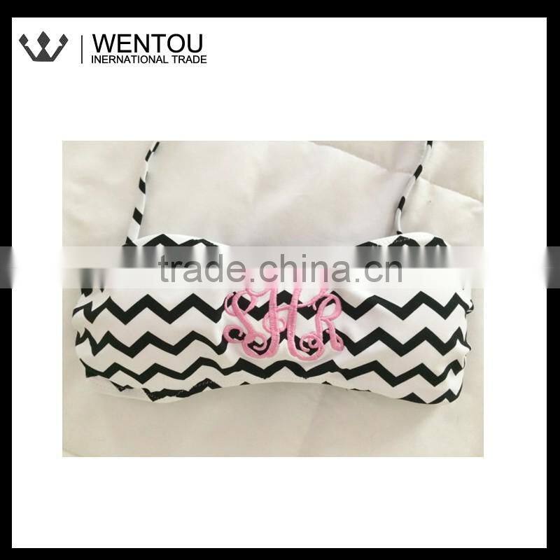 New Arrival Monogrammed Chevron Bandeau Bikini