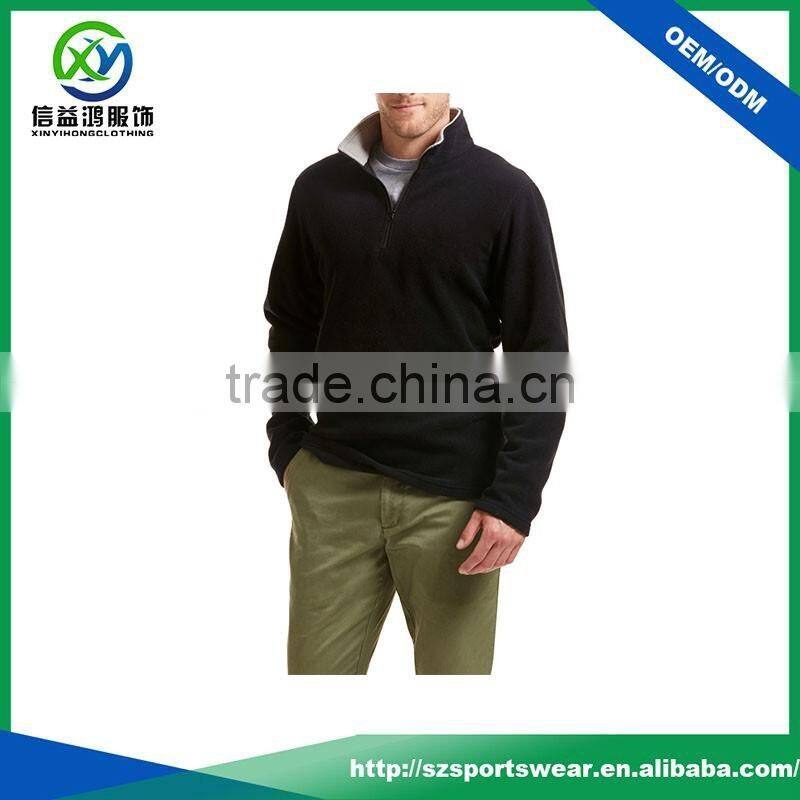 Popular style OEM custom black color polar fleece pullover jacket / sweatshirt hoodie for men
