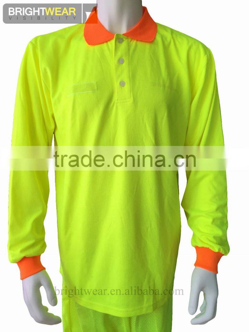 Hot sale poly/cotton two-tone long sleeve Australia safety day use only reflective polo shirt