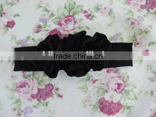 Lovely Baby Girls Hair Accessories Three Flower Elastic Headband Many Solid Colors Choice