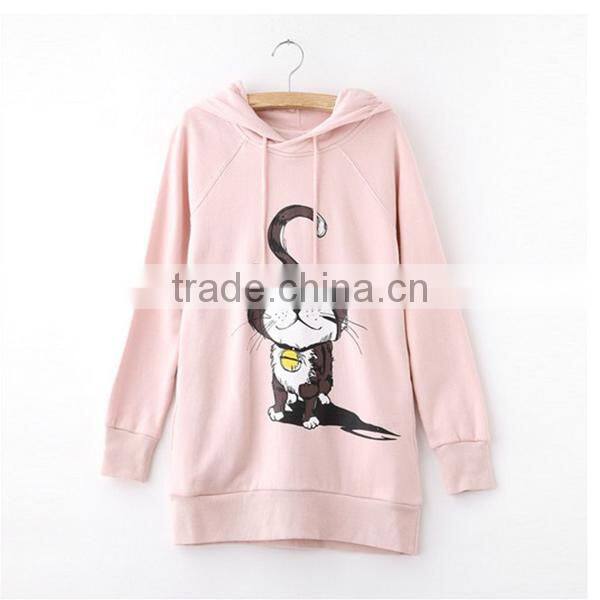 Pink women long sleeve hoodies wholesale
